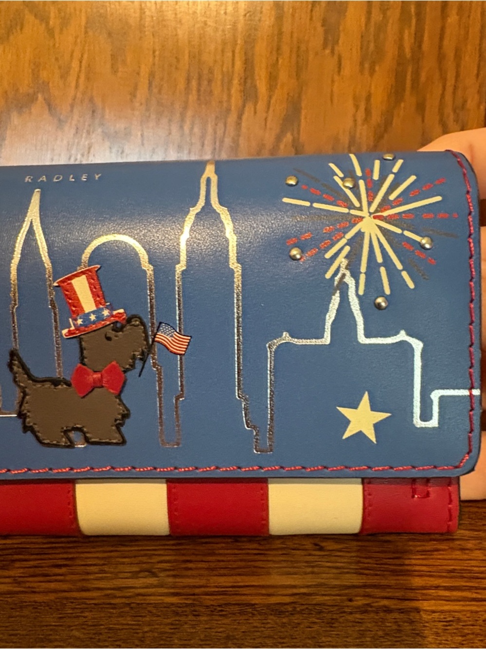 NWT-Radley London-Large Flap Over Wallet-Fireworks & Stripes-Cobalt-$148 - Picture 6 of 16